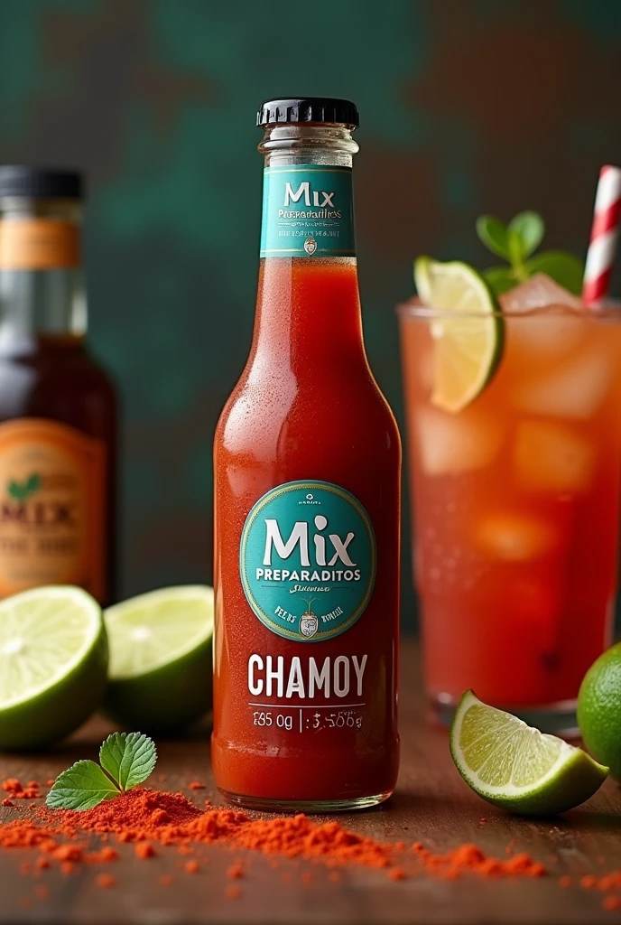 You can make a bottle like a snack sauce but it has to be for my brand Mix Preparaditos if its logo is aqua blue now a Chamoy one for a michelada 