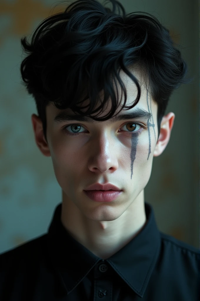 His right eye darker than the midnight sky, and the other the exact opposite.
His left eye is so bleached of color, it’s nearly white. The scar starting from the
middle of his forehead, slashing straight down through his white eye and to the
middle of his cheek.
Despite the ugly scar, it only serves to heighten his utter beauty. A jawline so
sharp, he could cut diamonds with it. A straight, aristocratic nose. Full lips. And short black hair 