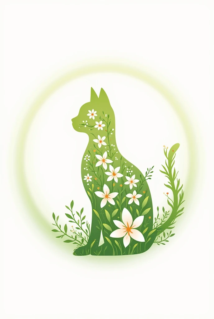 Very simple logo for a Veterinary using only lowers and plants that form a cat and a Circle round it
