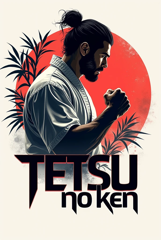 I want you to create a logo with a steel fist with the name TETSU no ken. It will be for my karate dojo
