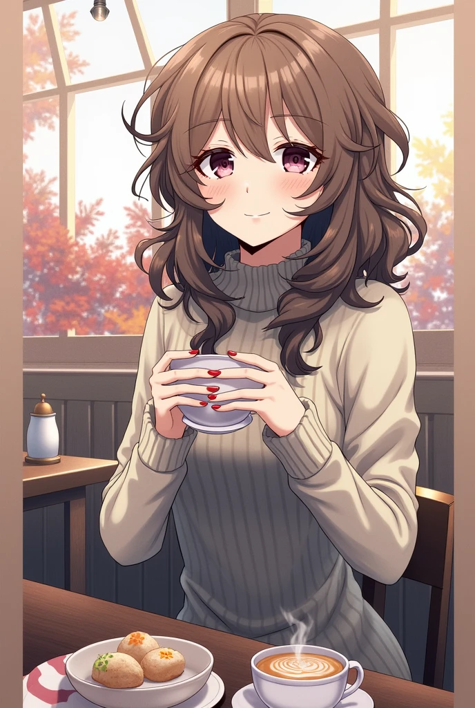 drinking coffee