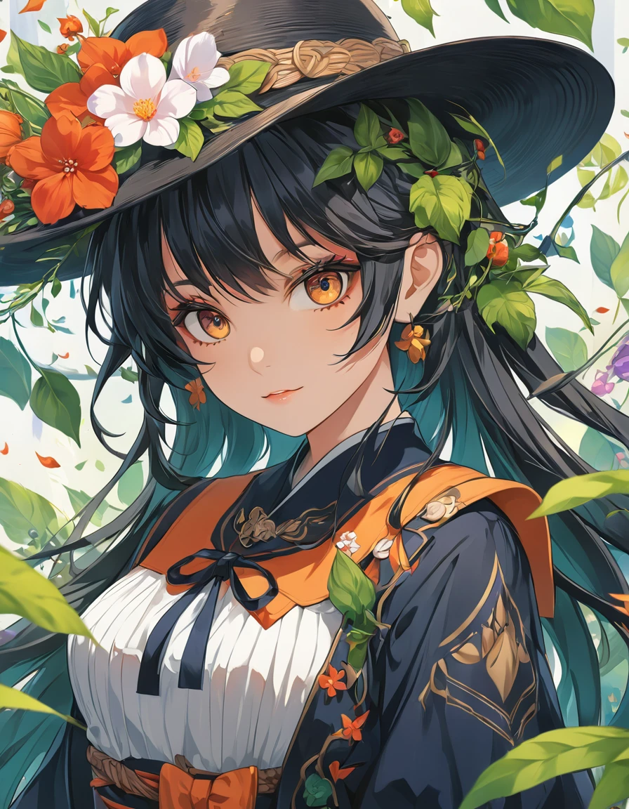 anime girl in a hat with flowers and leaves, anime style 4 k, anime art wallpaper 4k, detailed digital anime art, anime art wallpaper 4 k, detailed anime art, anime fantasy artwork, 4k anime wallpaper, anime wallpaper 4k, anime wallpaper 4 k, anime fantasy illustration, detailed anime artwork, detailed anime character art, anime art wallpaper 8 k