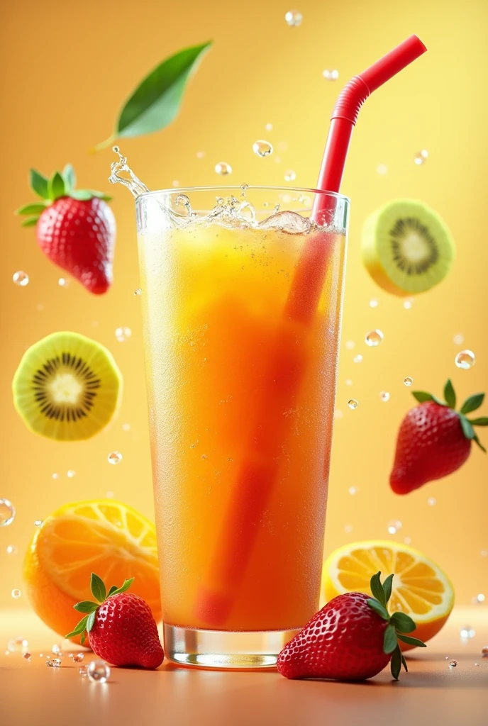 Beautiful Logo design 3D animation : juice with potato straw