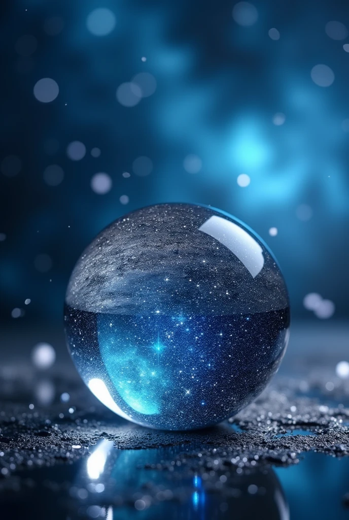 Starry sky in a crystal ball, Crystal ball close up, The background is a starry sky, so beautiful