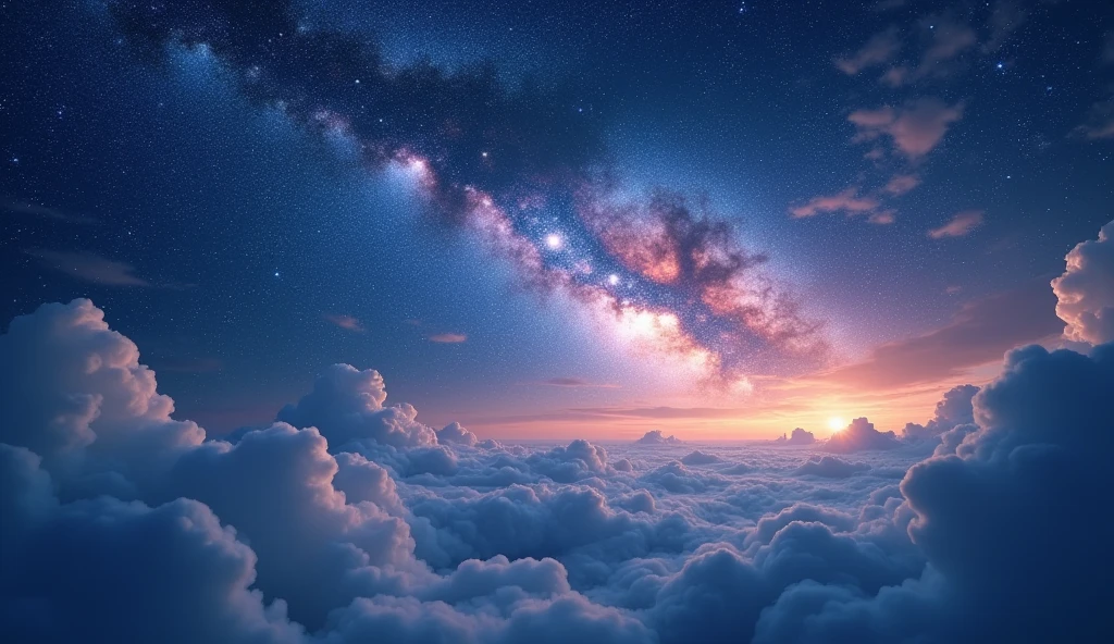 detailed starry night sky, beautiful galaxy, glowing stars, stunning celestial landscape, moonlight shining through clouds, ethereal atmosphere, dramatic lighting, photorealistic, cinematic composition, fantasy, (best quality,8k,high-res,masterpiece:1.2),ultra-detailed, (realistic:1.37),dramatic, glowing, serene, dreamlike