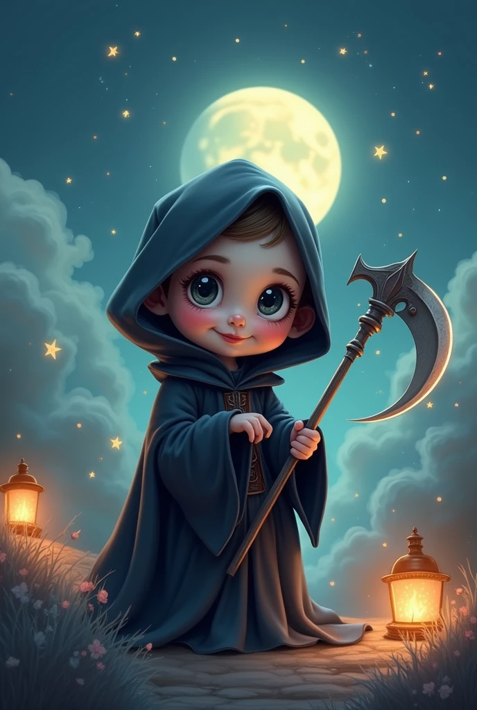 Cute Death holding a scythe