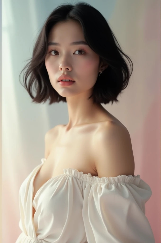 White woman with short black shoulder length hair naked 8k