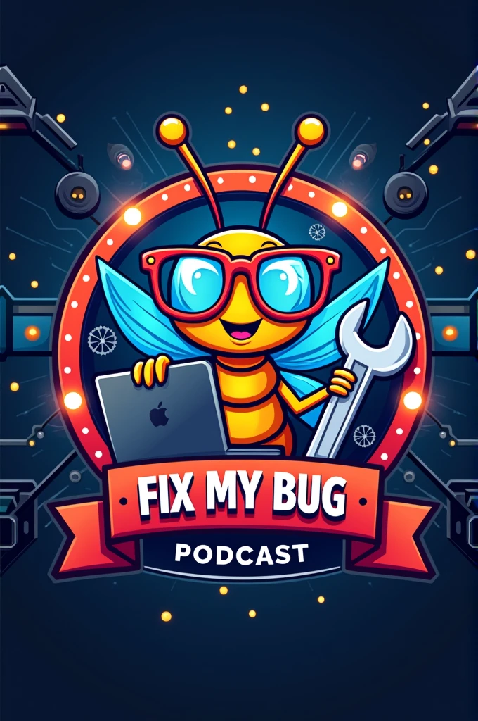 A podcast logo named fix my bug attractive and motivational