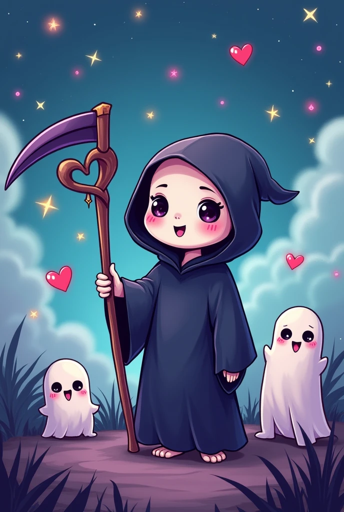 Drawing of a cute grim reaper