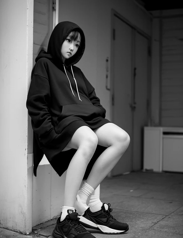 18-year-old female,Black hoodie,Het Fong,Black and white sneakers,Are standing,,Expose