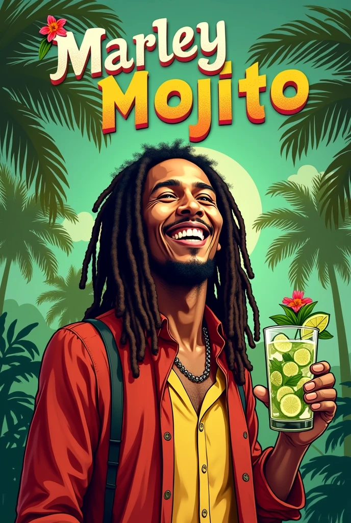 Image of Bob Marley and a mojito With the title that says Marley mojito