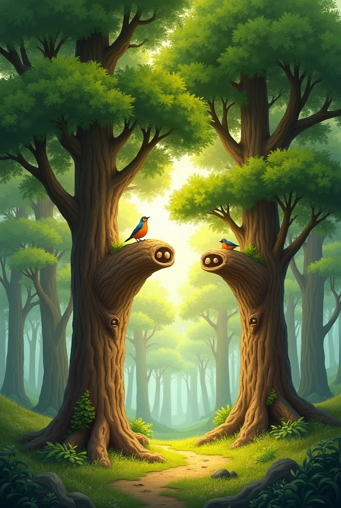 Trees and nature, smiling and greeting