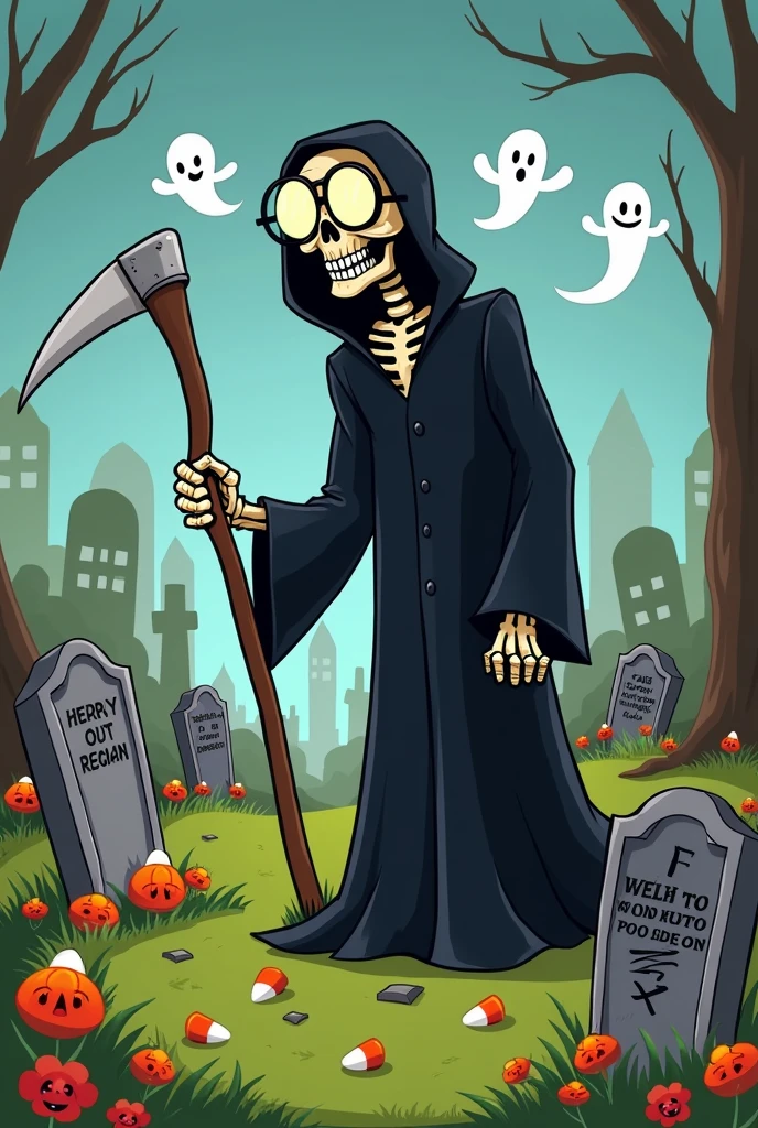 Funny grim reaper drawing
