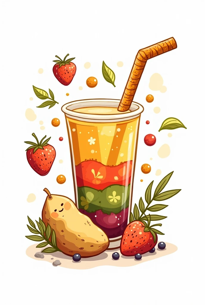 Logo of drink that has straw made of potato skin 