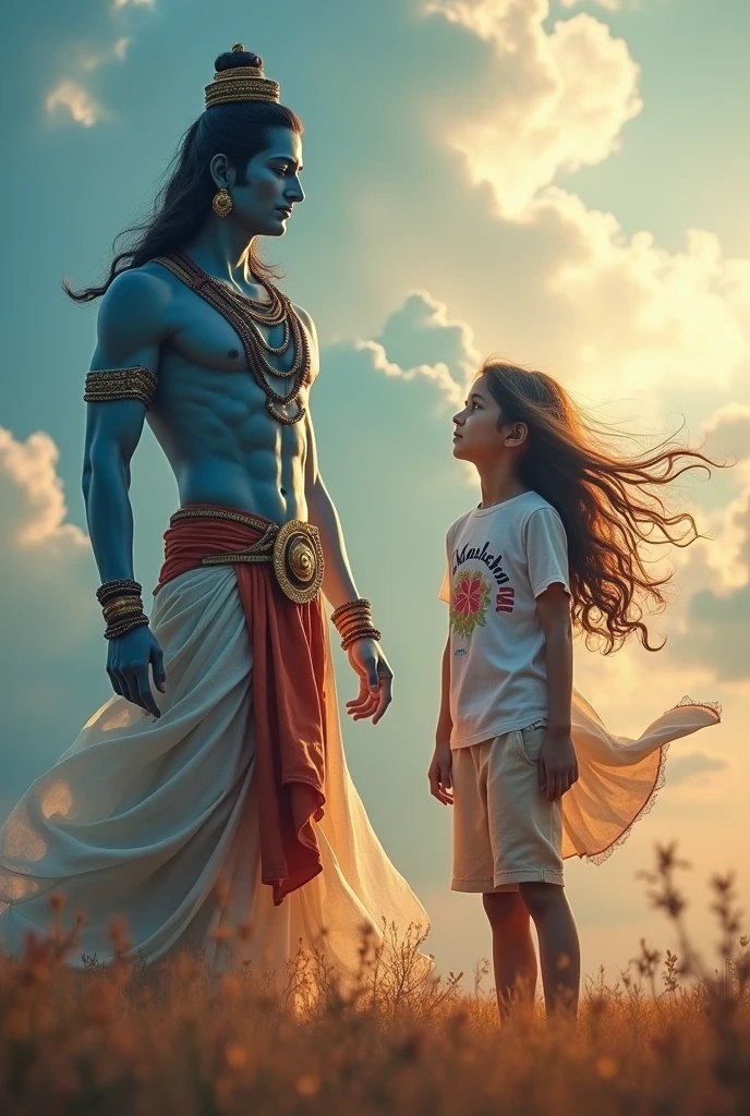 There is a girl next to Mahadev, and on her t-shirt, it says Varsha.