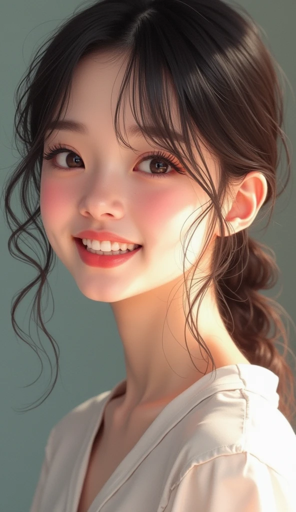 ((Highest quality)), ((Artwork)), (Detailed), The average Japanese face、20-year-old、smile、When I smile, my gums are very visible