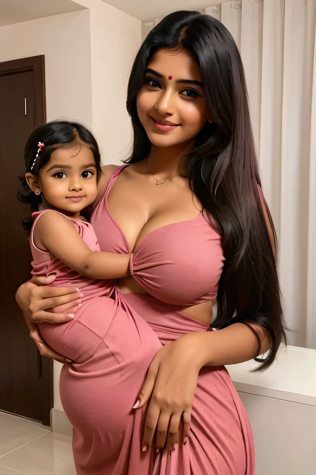 cute beautiful full hot romantic mood indian girl with smily face with small size boobs with different types of Hair style with stylish trending modern different color full stunning dress with his cute baby with pregnant with cute full size straight full size image with hot pic