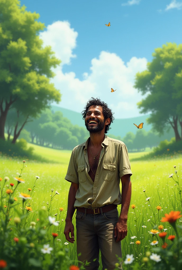 A poor man green land his happy