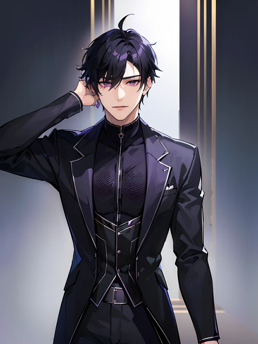 (masterpiece, 8k, high quality, 最high quality:1.6), One person, alone, short hair, Black Hair, Asymmetric fringe, Purple eyes, good looking, Sharp eyes, (mature male, mature:1.2), Men's Center, kimono, Outdoor, Pasture, Flower Field, close, smile, Long eyelashes, Soft Shadows, Perfect Anatomy,