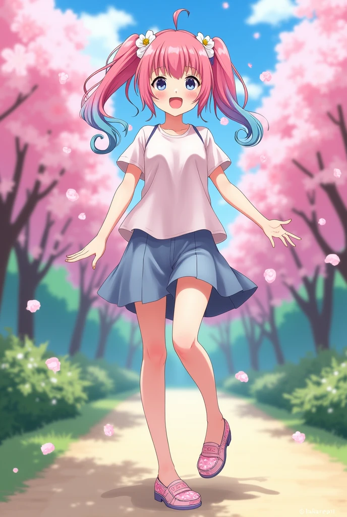 anime girl showing her flat shoes