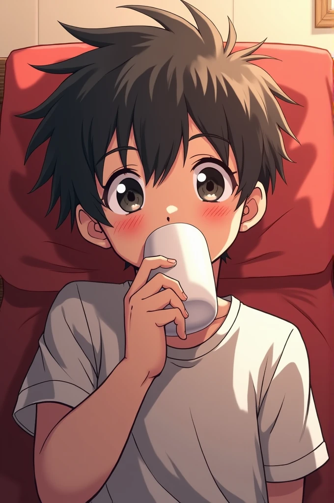 An anime boy sucking a big white dick