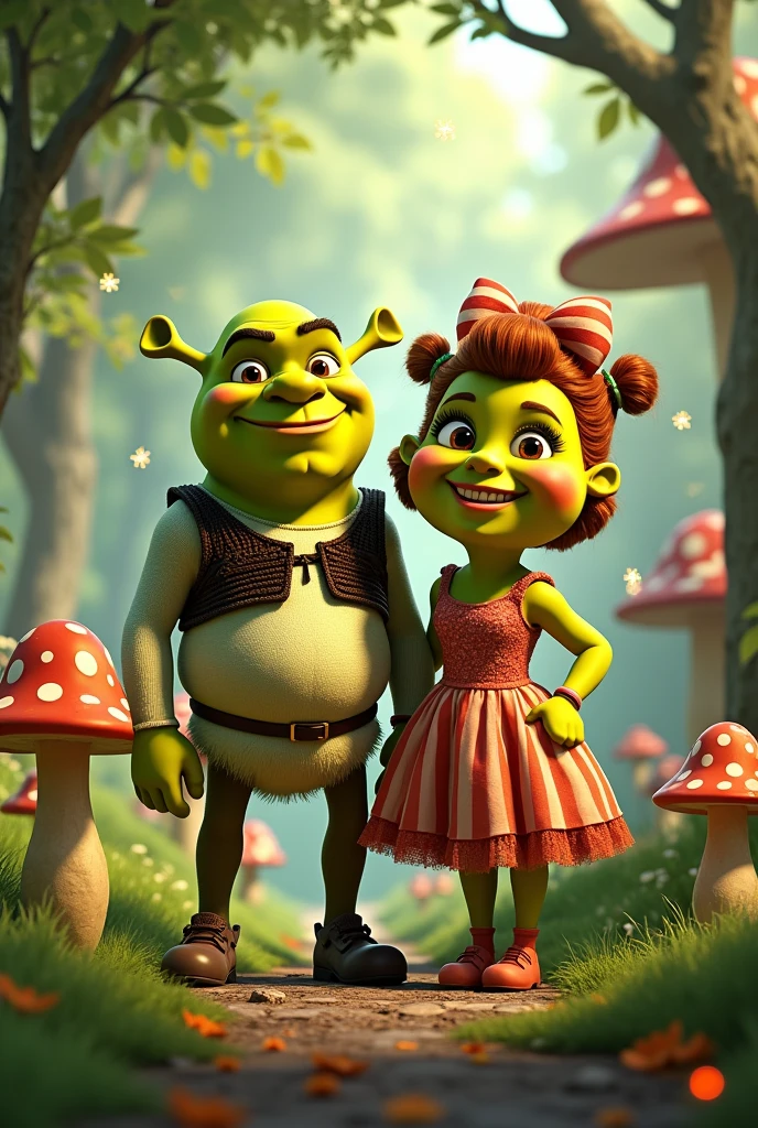 Generate a Shrek and Mrs. Daddy Face from Toys Tory