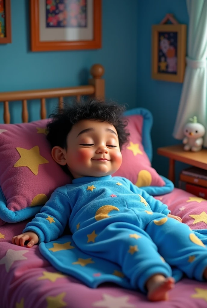 Pablito from Bacyordigans in pajamas sleeping 

