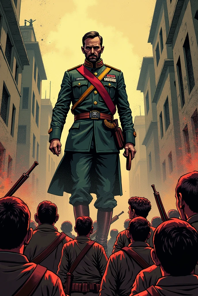 Since 1920s A British general office is hitting and killing many indian freedom fighters. dotted comic book style