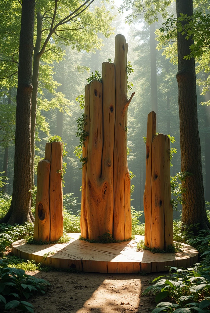 Movable memorial on fallen trees, that it is something conceptual 