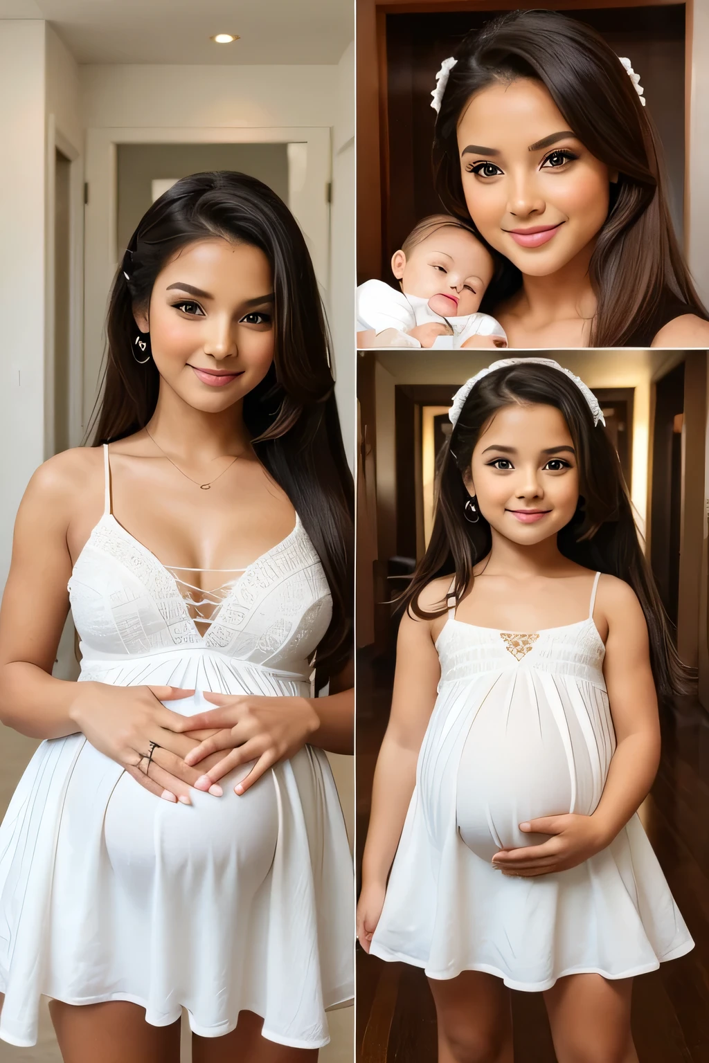 13 years  cute beautiful full hot romantic mood  super bowl girl with smily face with different types of Hair style with stylish trending modern different color full stunning dress with his 5 years old cute little   baby with pregnant with cute full size straight full   size image with hot pic
