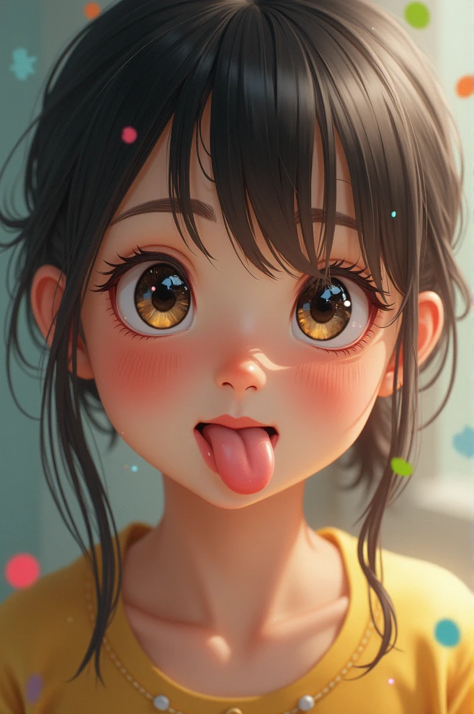 1 girl, realistic, naughty face, rolling_eye, 寄りeye, Ahegao, open your mouth, stick out tongue,