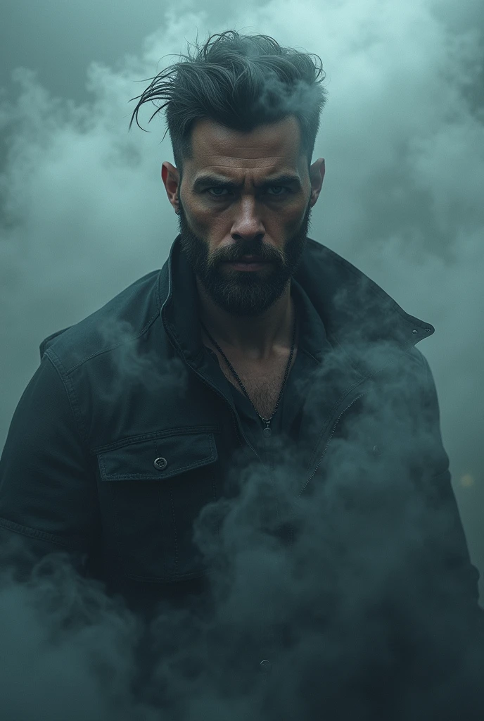 Create a male avatar with the name Young Nightmer , hyperrealistic digital art photography, manly man, detailed, smoke, mist, mysterioys, atmospheric, moody