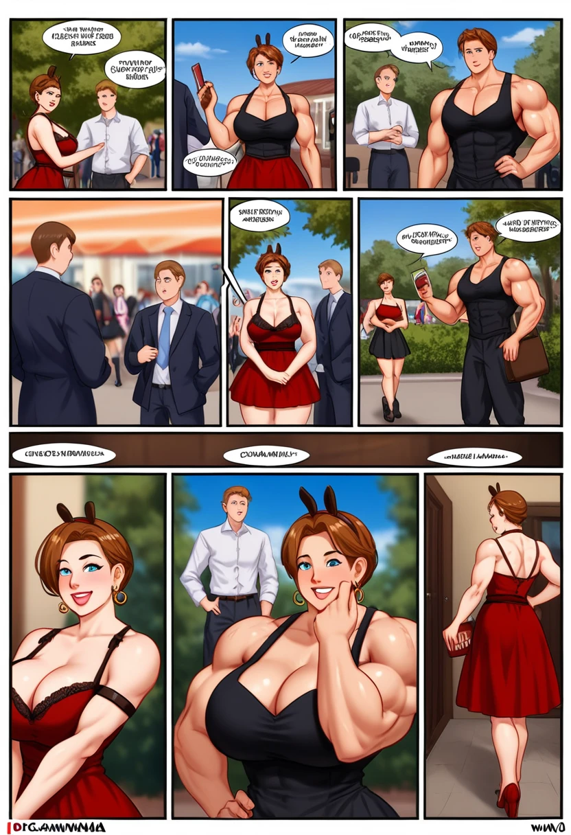 Muscular mature woman wearing animal cosplay dresses fucking big hard dick in public ((comic book))((mahanwa or novel))