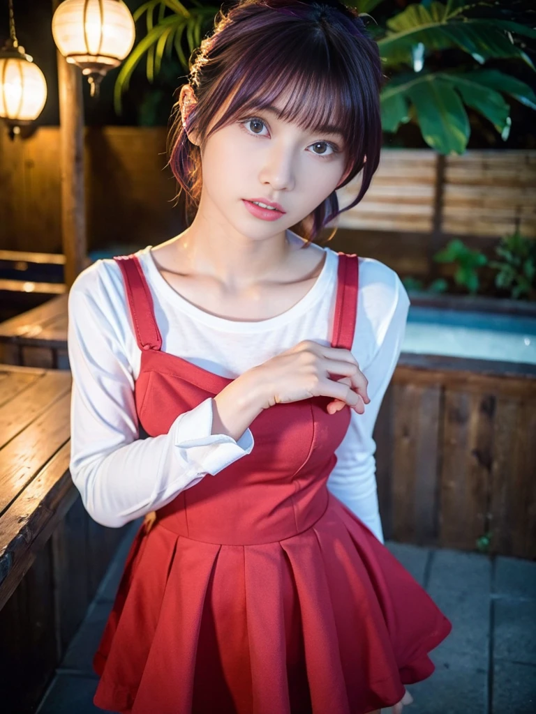 (beautiful japanese girl), (Highest quality,128k, masterpiece:1.55, photorealistic, hyperrealistic), 128k wallpaper,
BREAK (Shot with Canon EOS 5D Mark 4 and Canon EF Lens 85mm F1.2L lens, F value 1.2, ISO 50, shutter speed 64),
BREAK (beautifull, detailed face, detailed eyes), Ultra detailed face, Detailed lips, Detailed eyes, double eyelid, nsfw, 8k, 最High resolution, High resolution, masterpiece, 
BREAK Cowboy Shot, From below, Take off, Cinematic angle, Dynamic angle, dynamic pose, Cat Paw Pose,
BREAK BIG ASS, big tips, cross-eyed, busty, Pointed Ears, short hair, bangs, clavicle, Embarrassed face, 
BREAK (Heavy rain), at night,
BREAK (Purple Hair:1.2), (Yellow Eyes:1.3), cotton red dress, red hair ribbon, Red High Heels, Red choker, long sleeve T-shirt, white T-shirt, cotton T-shirt, jewelry brooch,   
