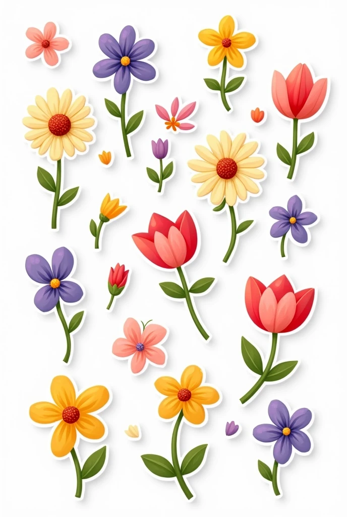 Very Small Spring flowers photos which looks like stickers for craft 2d drawing