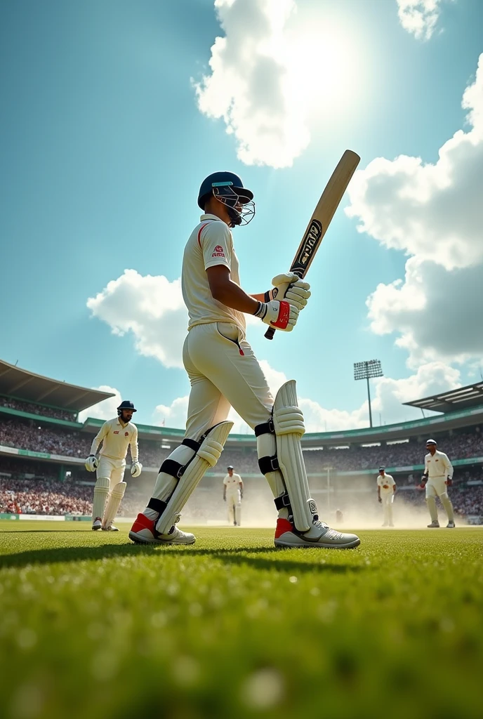 Create an inage of a cricket tournament with a batter
