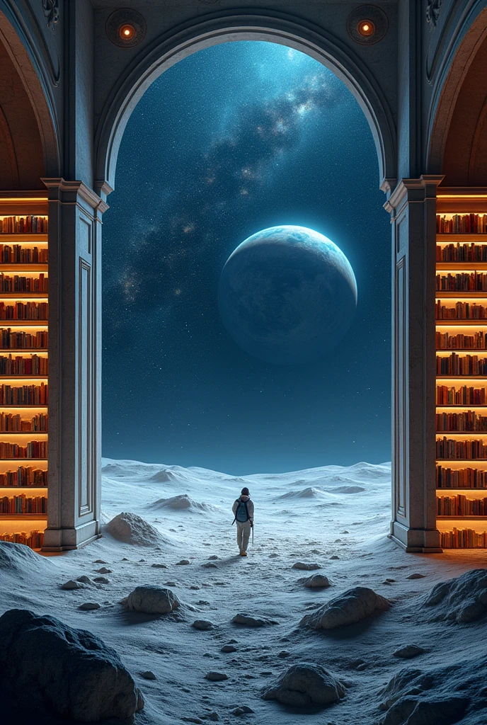 There is a library-like room on the moon。Image from a distance