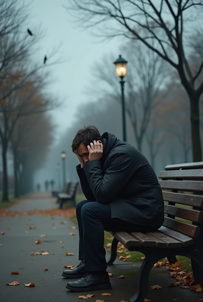 Tired man constantly scratching his head and ears