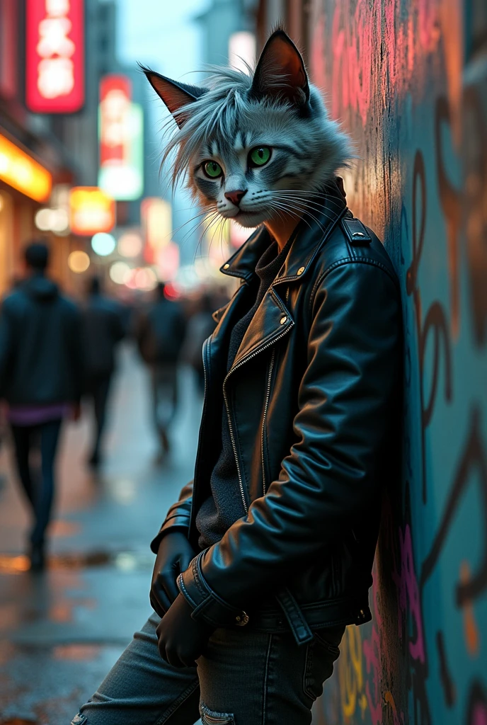 a grey haired cat boy is human