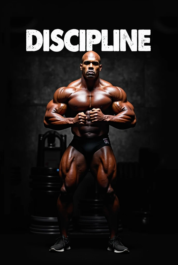 Imagine a wallpaper of Ronnie Coleman and discipline is written above Ronnie coleman with black background