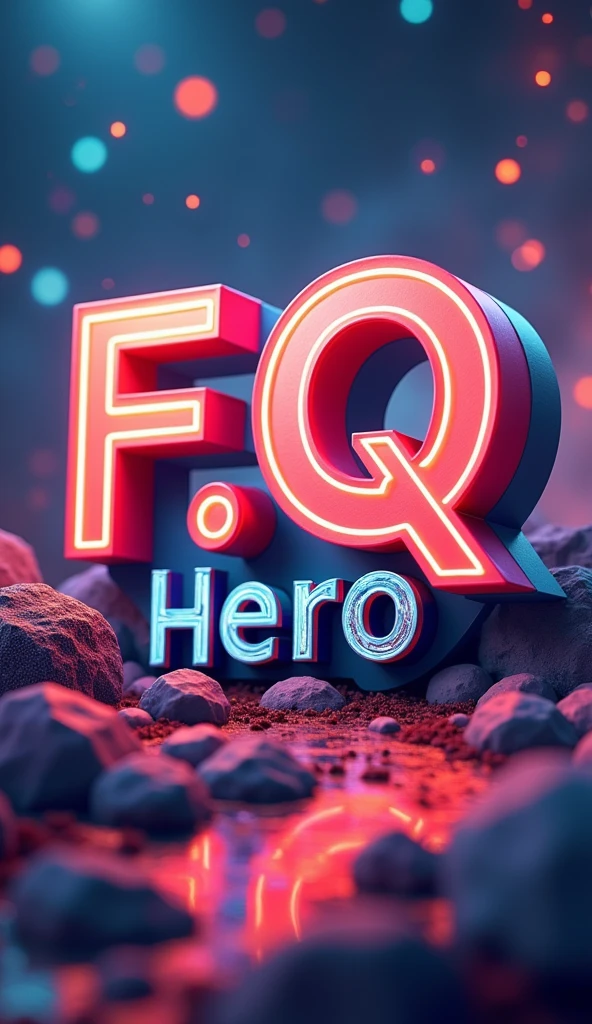 "F.Q Hero" Word for a phone wallpaper. 3D, aesthetic and realistic. 4K ultra HD.