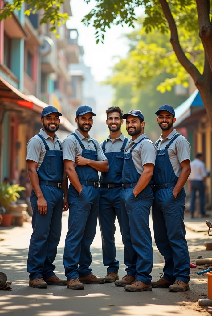 Happy face Skilled plumbing technicians indian