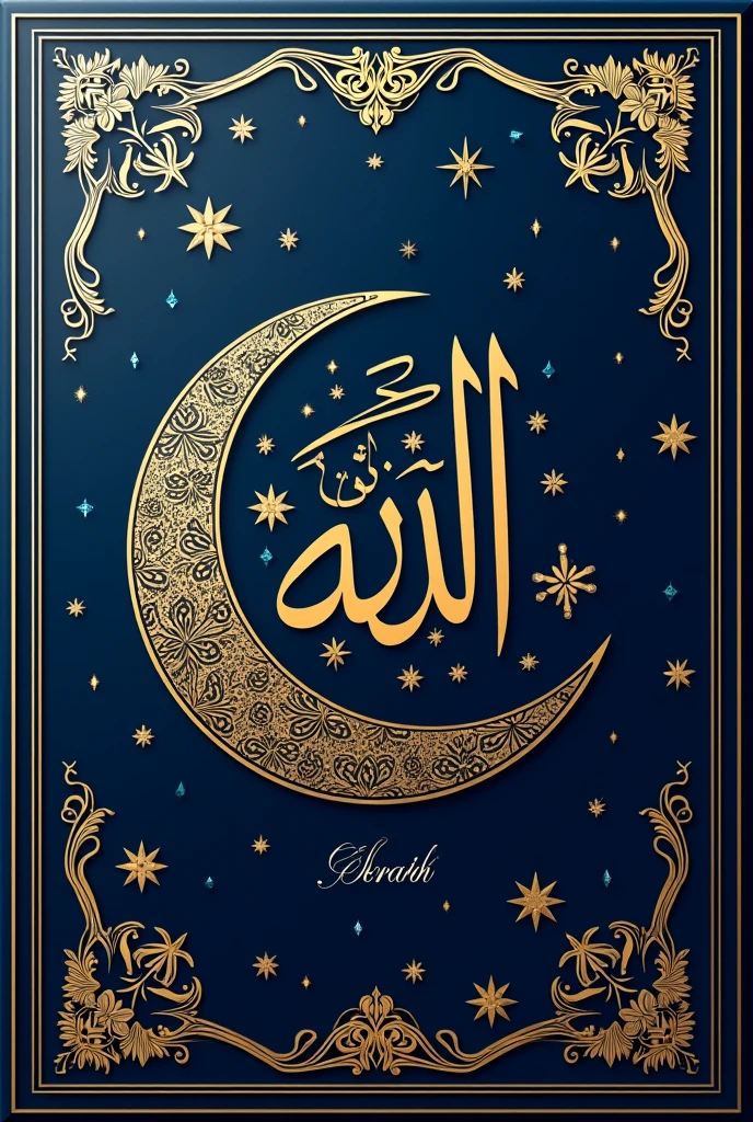 A muslim nikah invitation  card  with height - 148 mm and width - 210 mm with stars and moon