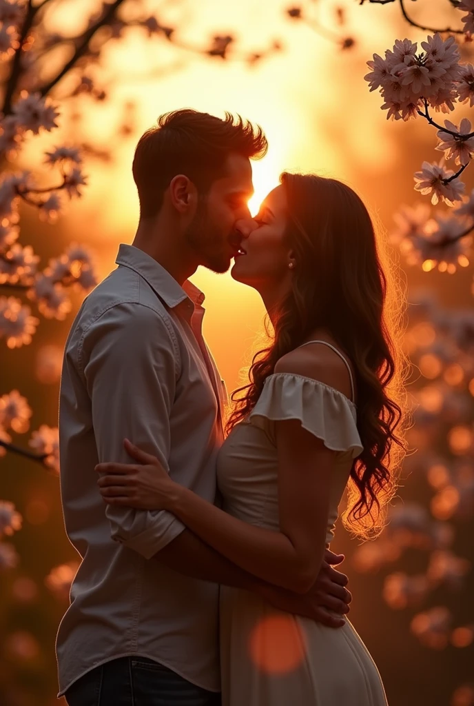 Couple hugging and kissing