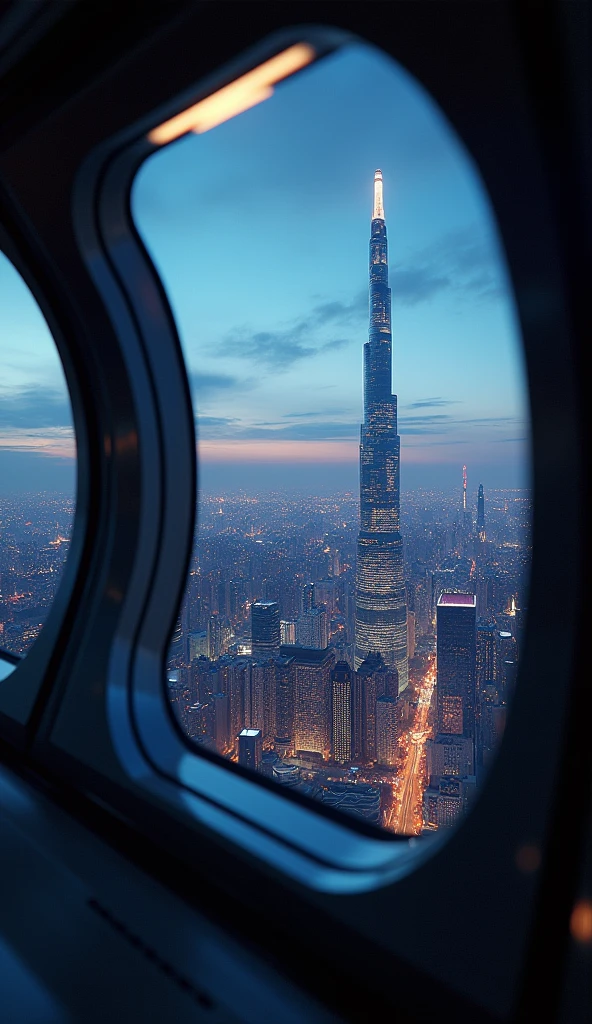 Futuristic city seen from the window of a spaceship:1.5,night,beautifulnight景,Flying spaceship,Skyscraper,masterpiece,best quality,Ultra-high resolution,(Very detailed:1.2),8K,Practical,Best aesthetics,beautiful
