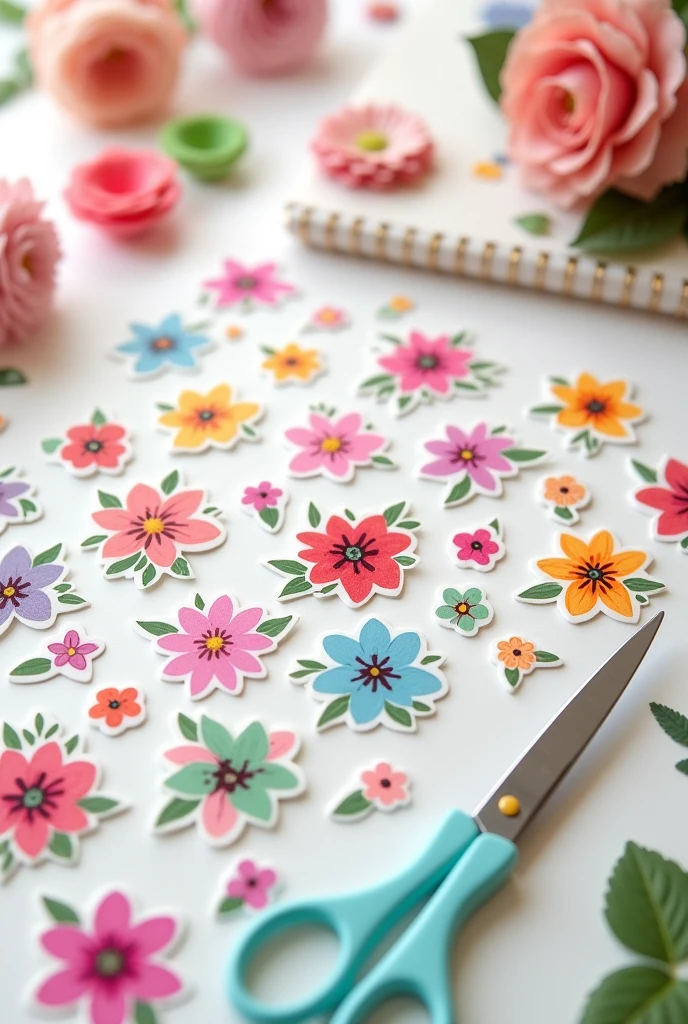 flowers shape stickers for craft of different colours and different sizes