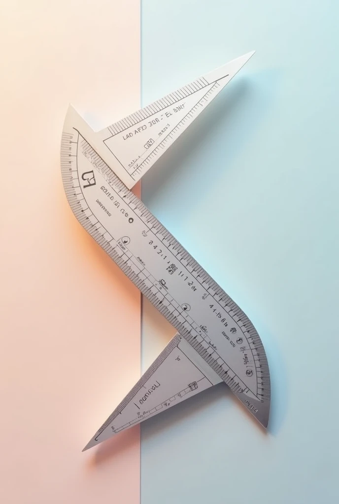 A long protractor ruler that can transform into a triangle-like shape, round and square