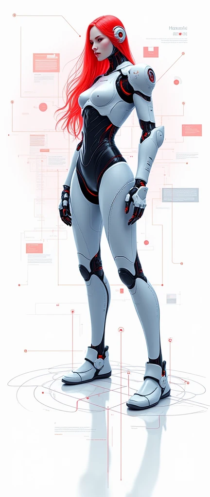 Help me generate an AI game art application analysis，Similar to long PDF，Portfolio format，Don&#39;t need too many colors，Be formal，The combination of Huawei&#39;s red and technological blue，White background，Need to include typographic elements，Design elements, etc.，Novel board style，Reference dribbble，Behance and other creative websites。