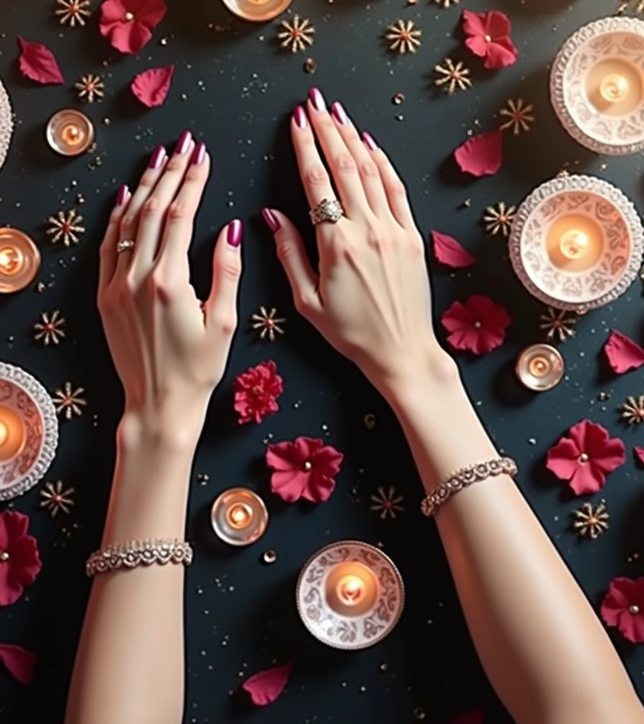 with bold nail shade and more elegency