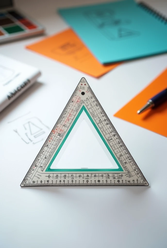 A long, flexible protractor ruler that can transform into a triangle-like shape, round and square